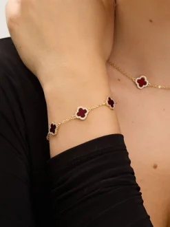 Jon Richard - Jets Bracelet trèfle en émail Rouge Hot