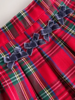 Next Rouge - Jupe à nœud en tartan avec collants bleu marine (3mois7ans) Sale