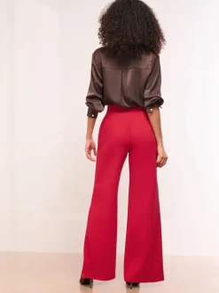 Lipsy Rouge - Pantalon large taille haute Discount