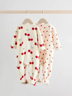 Next Rouge - Lot de 2 dors-bien bébé en micro polaire avec fermeture éclair bidirectionnelle Outlet