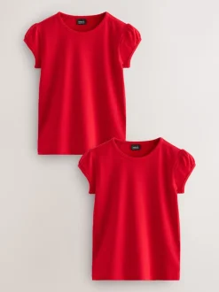 Next - Lot de 2 t-shirts à manches bouffantes (3-16ans) Rouge Outlet