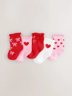 Next Rouge - Nœud Bébé Chaussettes 5 Lot (0mths-2yrs)