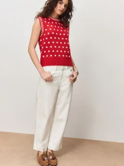 Next - Débardeur sans manches en maille avec laine Rouge à pois Clearance