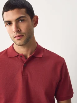 Next - Polos texturé Coupe classique Rouge Sale