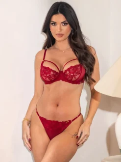 Pour Moi Rouge - Inde Bold Fleuri Broderie Non Pad Soutiens-gorge Outlet