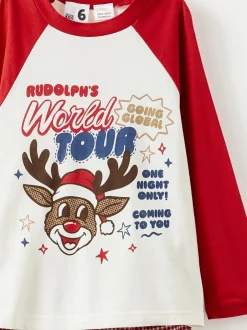 Cotton On Rouge - Pyjama de Noël en coton à manches longues à manches longues pour enfant assorti