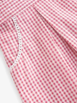 Next Rouge - Robe d'école Vichy à col festonné Cotton Rich (3-14ans) Clearance