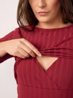 Next Rouge - Robe de grossesse à manches longues et allaitement Hot