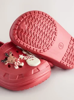 Next Rouge - Sabots chaussons doublés chauds de Noël Discount