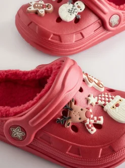 Next Rouge - Sabots chaussons doublés chauds de Noël Discount