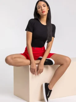 Roman - Short extensible à revers Rouge