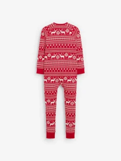 The Little Tailor Rouge - Kids Reindeer Noël Motif Fair Isle 100% Coton Tout-en-un Online