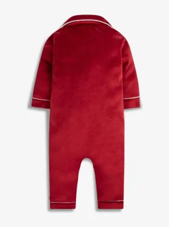 The Little Tailor Rouge - Bébé Luxury Soft Touch Velour Noël Onsie Rompersuit Hot