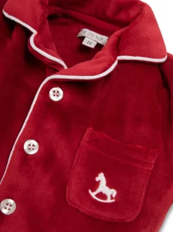 The Little Tailor Rouge - Bébé Luxury Soft Touch Velour Noël Onsie Rompersuit Hot
