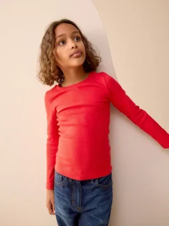 Next - Top côtelé à manches longues (3-16ans) Rouge Hot