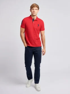 U.S. Polo Assn - . Coupe classique Mens Player 3 Pique 100% Cotton Polos Rouge Sale
