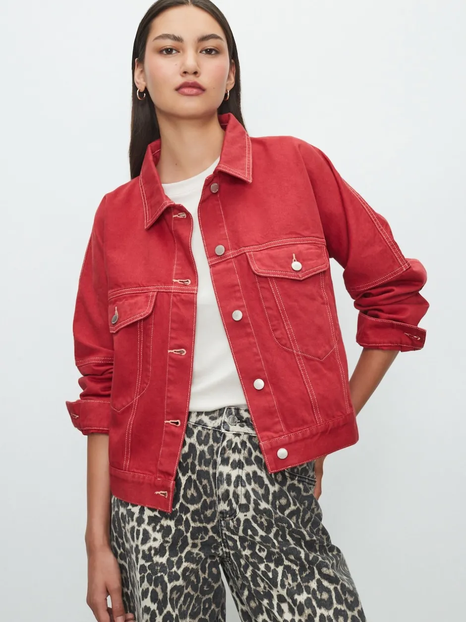 Next Rouge - Veste Denim oversize coupe décontractée style camionneur Best