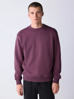 Next - Ajustement régulier - Sweat-shirt épais à Col rond riche en coton Rouge baie Online