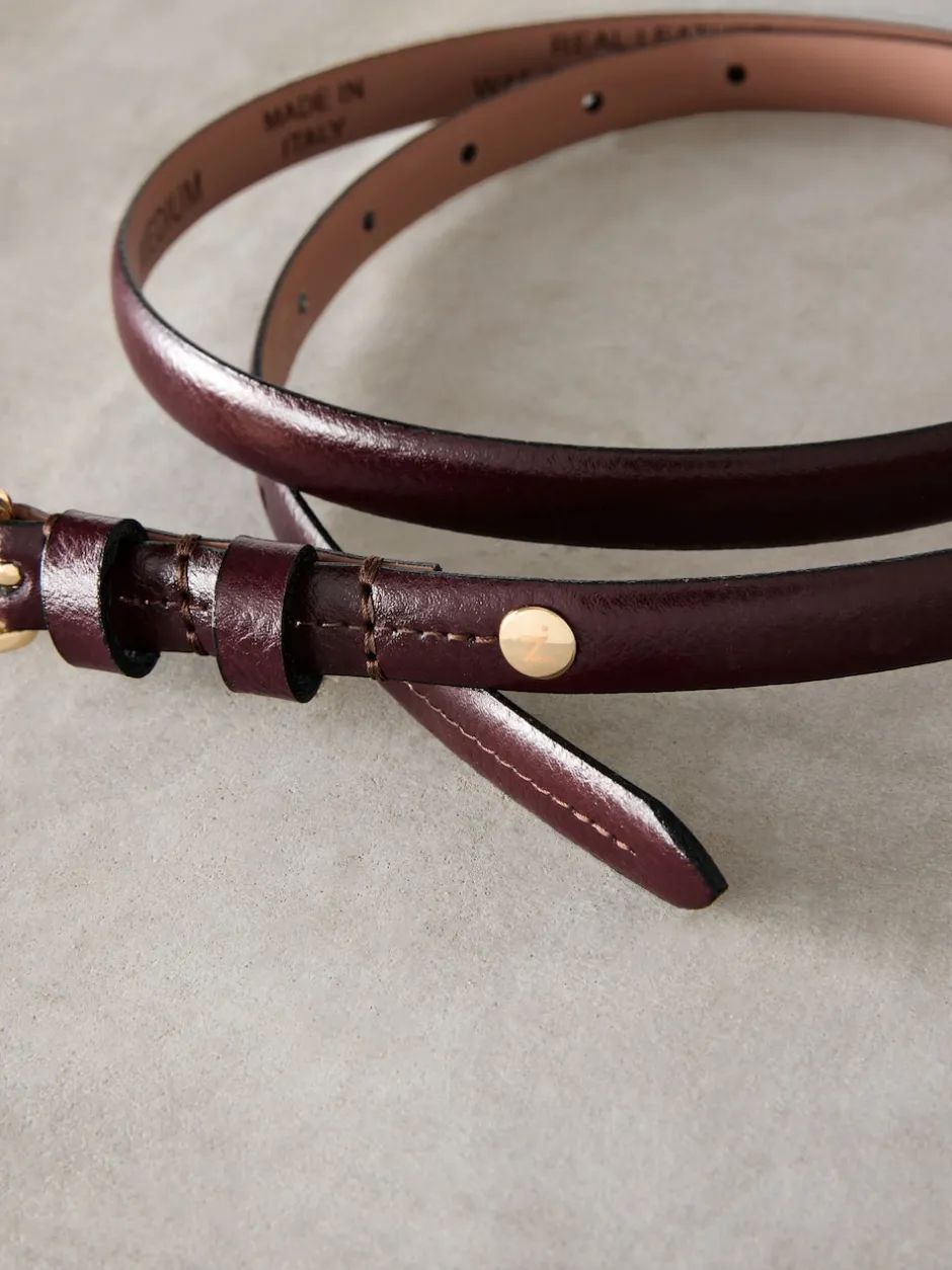 Next Rouge baie - Ceinture N. Premium Skinny Made In Italie en Cuir New