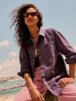 Next - Chemises oversize en Denim Rouge baie Outlet