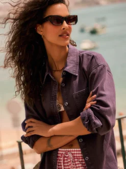 Next - Chemises oversize en Denim Rouge baie Outlet