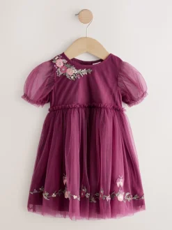 Next Rouge baie - Robe de soirée en maille brodée (3mths-8yrs) Discount