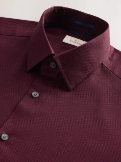Next Rouge bordeaux - Ajustement régulier - Signature 100% coton avec chemise élégante texturée New