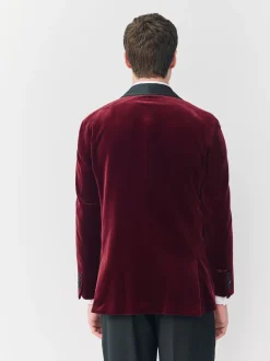 Next Rouge bordeaux - Ajustement régulier - Blazer Signature Pontoglio en velours italien avec revers châle Outlet