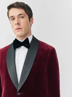 Next Rouge bordeaux - Ajustement régulier - Blazer Signature Pontoglio en velours italien avec revers châle Outlet