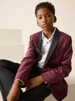 Next Rouge bordeaux - Blazer en velours texturé (3-16ans)