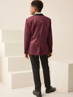 Next Rouge bordeaux - Blazer en velours texturé (3-16ans)
