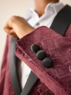Next Rouge bordeaux - Blazer en velours texturé (3-16ans)