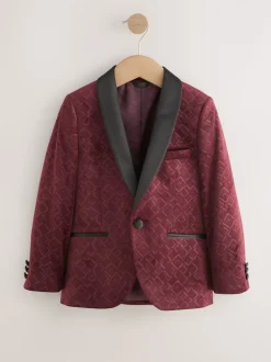 Next Rouge bordeaux - Blazer en velours texturé (3-16ans)