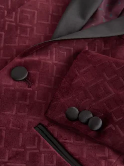 Next Rouge bordeaux - Blazer en velours texturé (3-16ans)