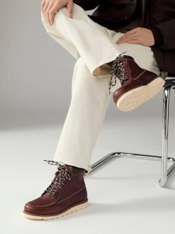 Next Rouge bordeaux - Bottes compensées à tablier haut