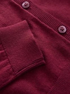 Next - Cardigan d'école à épaules volantées en coton riche (3-16ans) Rouge bordeaux New
