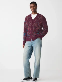 Next Rouge bordeaux - Cardigan décontracté à Motif Fleuri Best