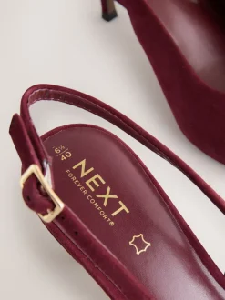 Next Rouge bordeaux - Chaussures à talons à bride arrière en cuir et détails découpés Online