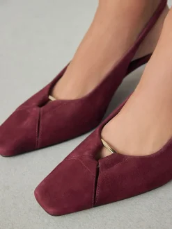 Next Rouge bordeaux - Chaussures à talons à bride arrière en cuir et détails découpés Online