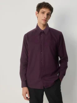 Next Rouge bordeaux - Chemise élégante à manches longues et imprimé géométrique New