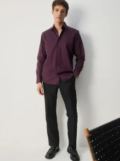 Next Rouge bordeaux - Chemise élégante à manches longues et imprimé géométrique New