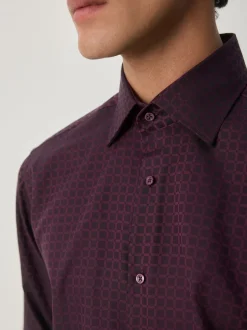 Next Rouge bordeaux - Chemise élégante à manches longues et imprimé géométrique New