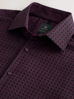 Next Rouge bordeaux - Chemise élégante à manches longues et imprimé géométrique New