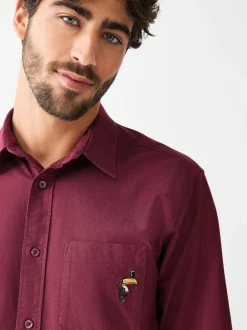 Next Rouge bordeaux - Chemise Oxford Guinness à manches longues Clearance
