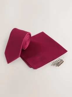 Next Rouge bordeaux - Ensemble Cravates et pochettes New