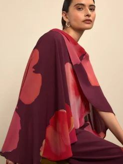 Next Rouge bordeaux à fleurs - Cape Robe longue Hot