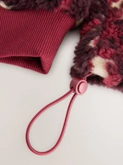 Next Rouge bordeaux à fleurs - Sweat-shirt en polaire jacquard Teddy Borg à quart de zip