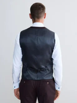 Next Rouge bordeaux - Gilet de costume en flanelle de laine et cachemire mélangés Signature Zignone Best