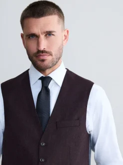 Next Rouge bordeaux - Gilet de costume en flanelle de laine et cachemire mélangés Signature Zignone Best