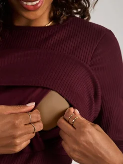 Jojo Maman Bébé Rouge bordeaux - Mini-peignoir de maternité et d'allaitement côtelé Best